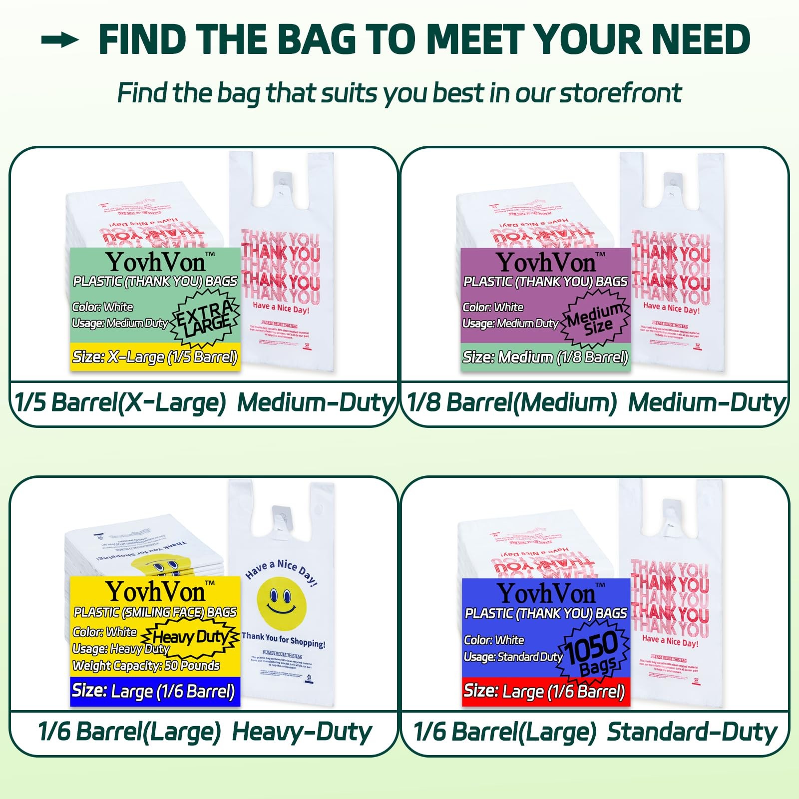 1050 Count Plastic Bags with Handles, T-Shirt bags, Thank You bag, Grocery ba…