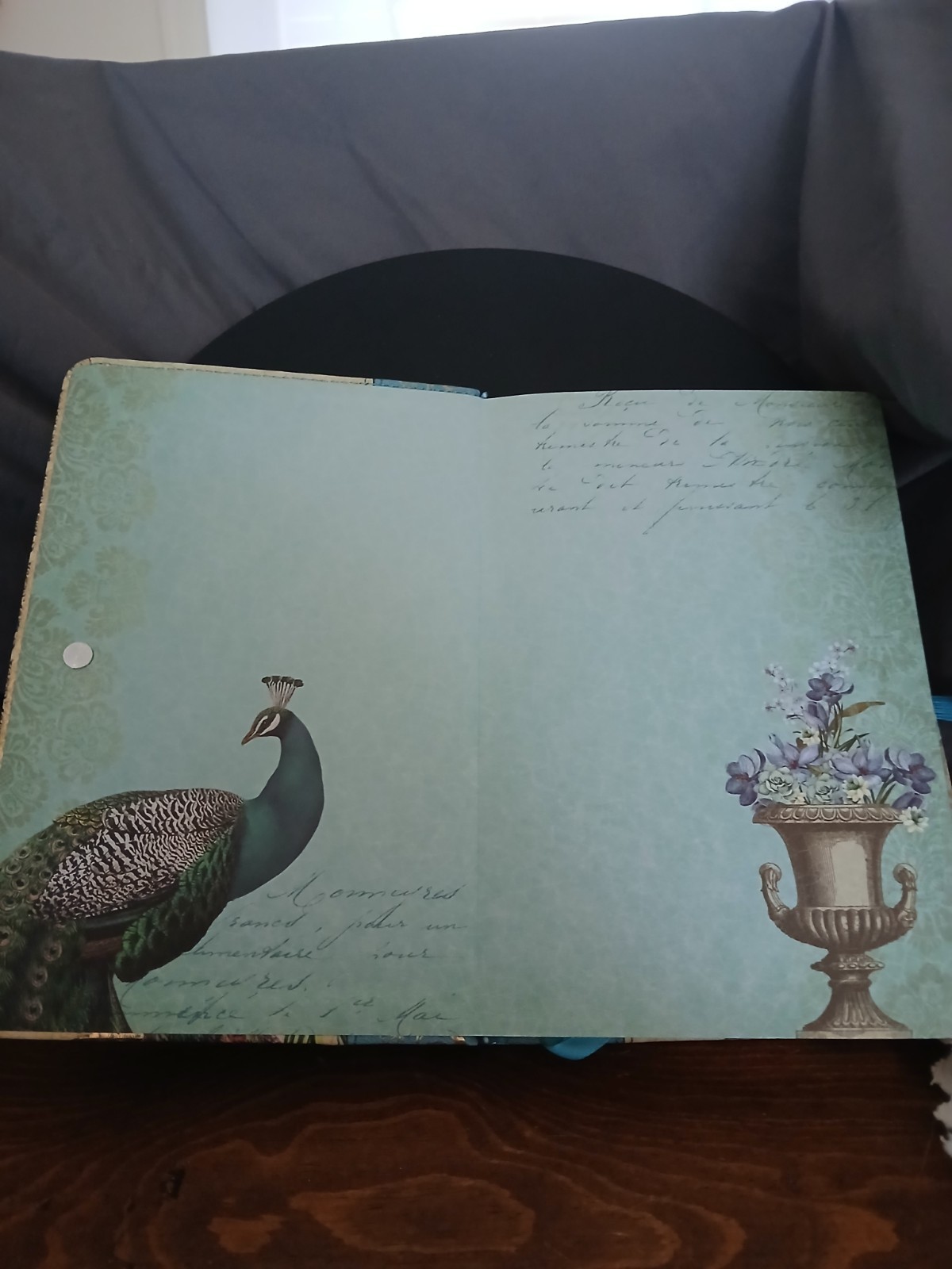 Punch Studio Jeweled Brooch Journal Scrolling Floral Purple Peacock w Gold 95058