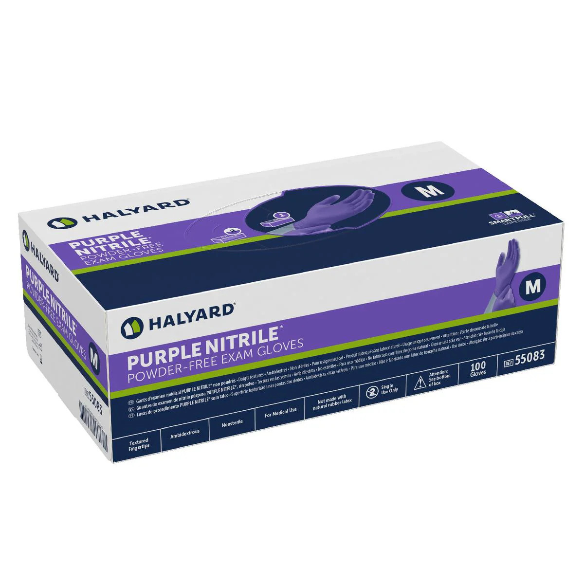*300-Pieces* Halyard Purple Powder-Free Nitrile Exam Gloves Medium 55082