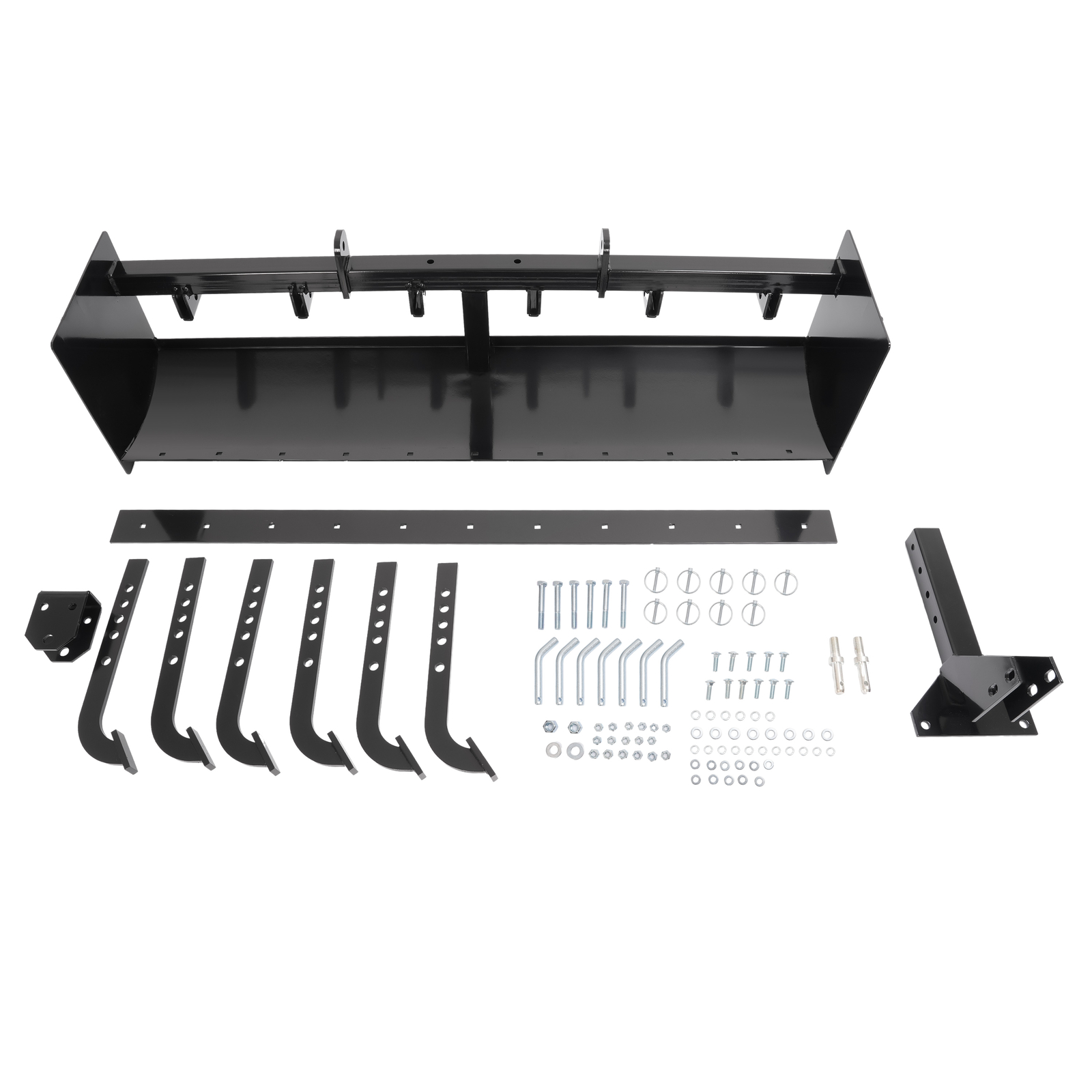 Powder Coated Steel 55″ Box Blade Scraper W/6 Scarifier Shank For Cat 0 Cat 1