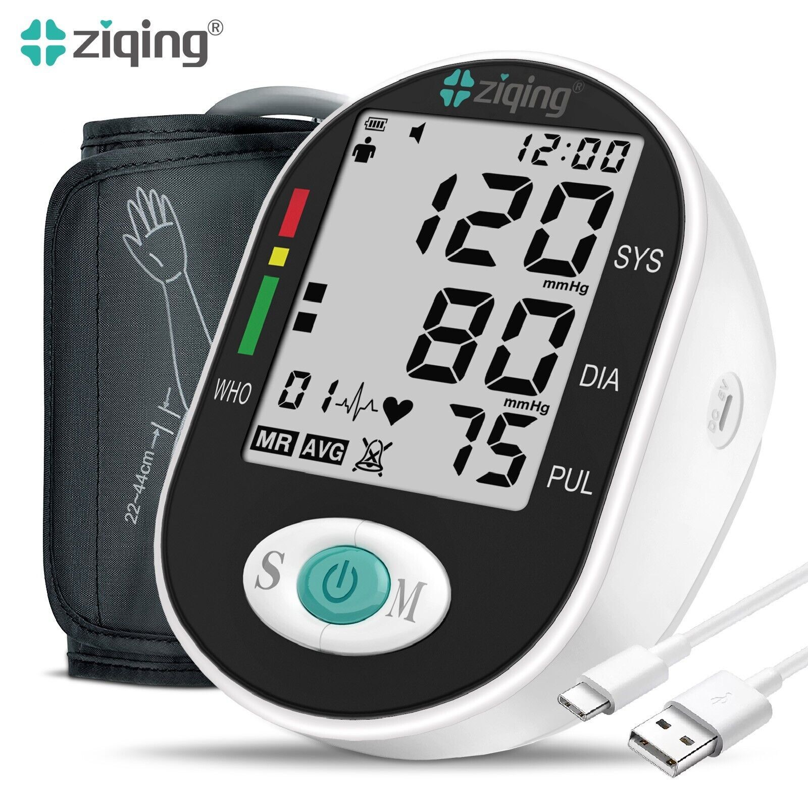 LCD Digital Blood Pressure Monitor Arm BP Large Cuff Pulse Meter Machine & Voice