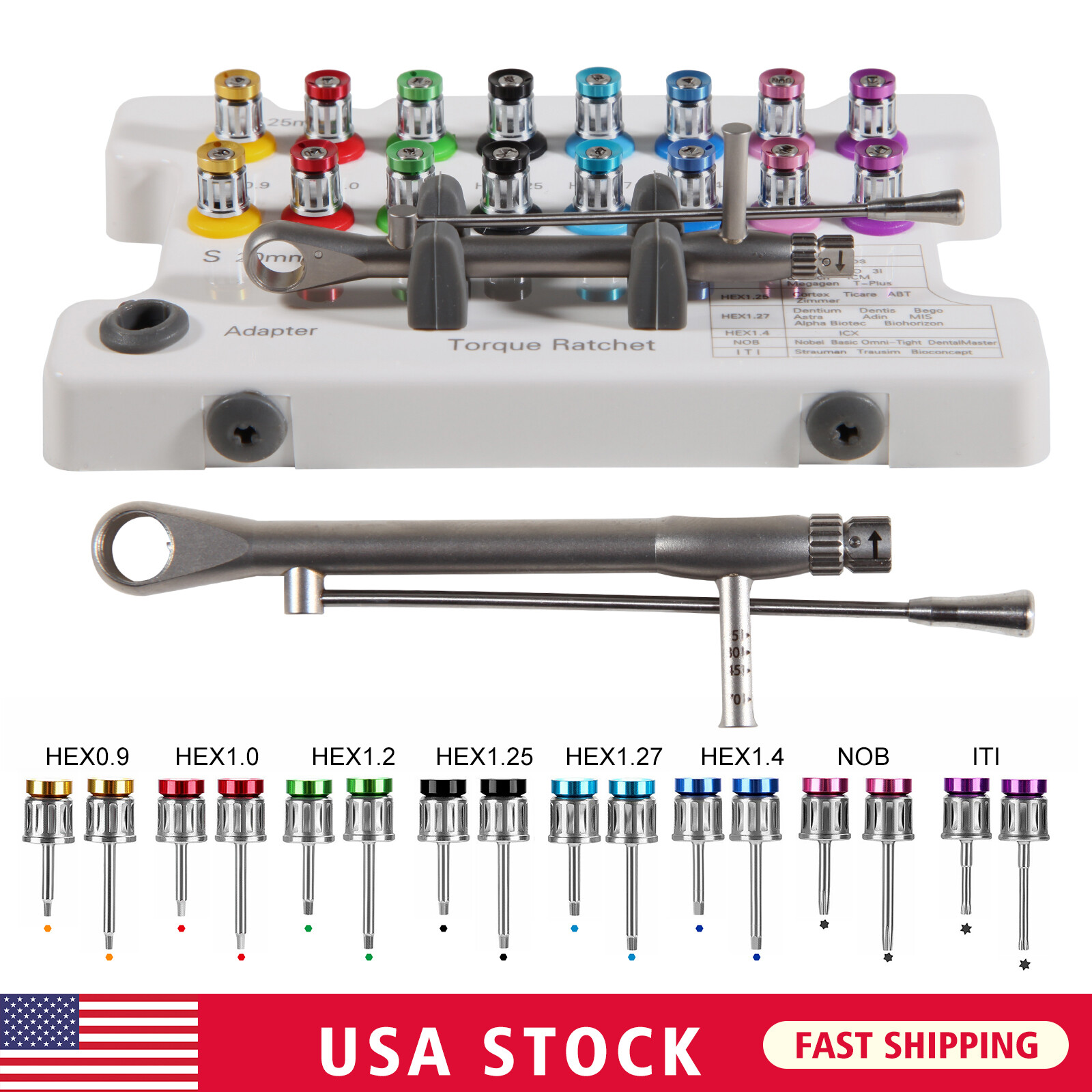 Universal Implant Prosthetic Driver Kit Torque Wrench Manual Screwdriver