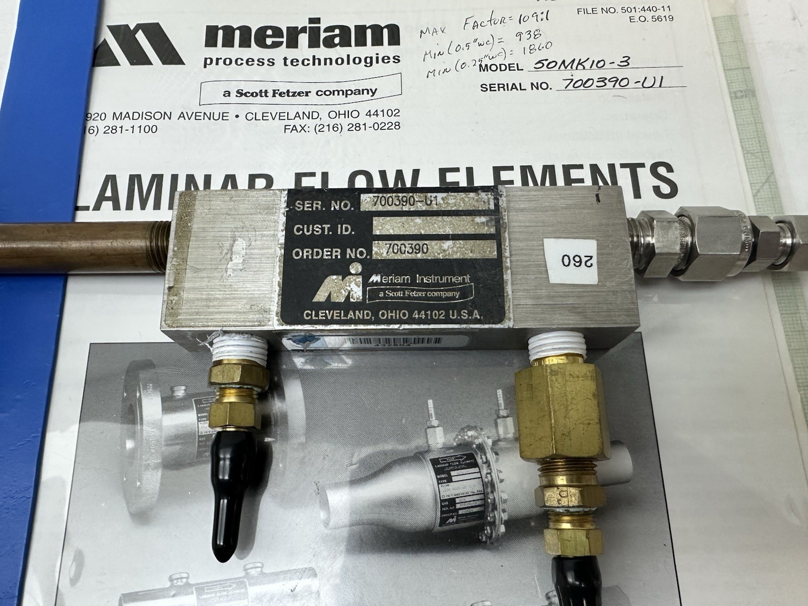 Meriam 50MK10-3 Laminar flow Element LFE