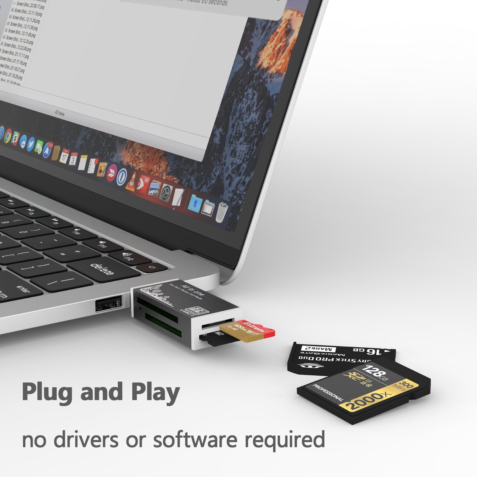 Micro SD Card Reader, 4-in-1 SD Card Reader to USB Adapter, Memory Card Reade…