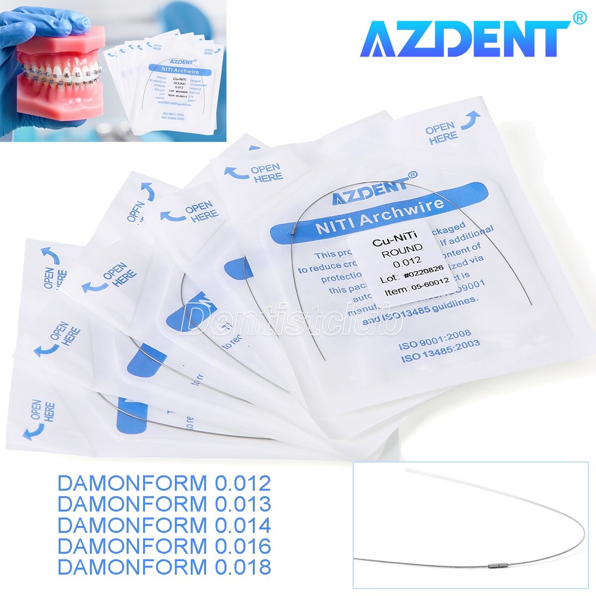 Dental Orthodontic Super Elastic Cu-NiTi Arch Wire Stops Round/Rectangular Damon