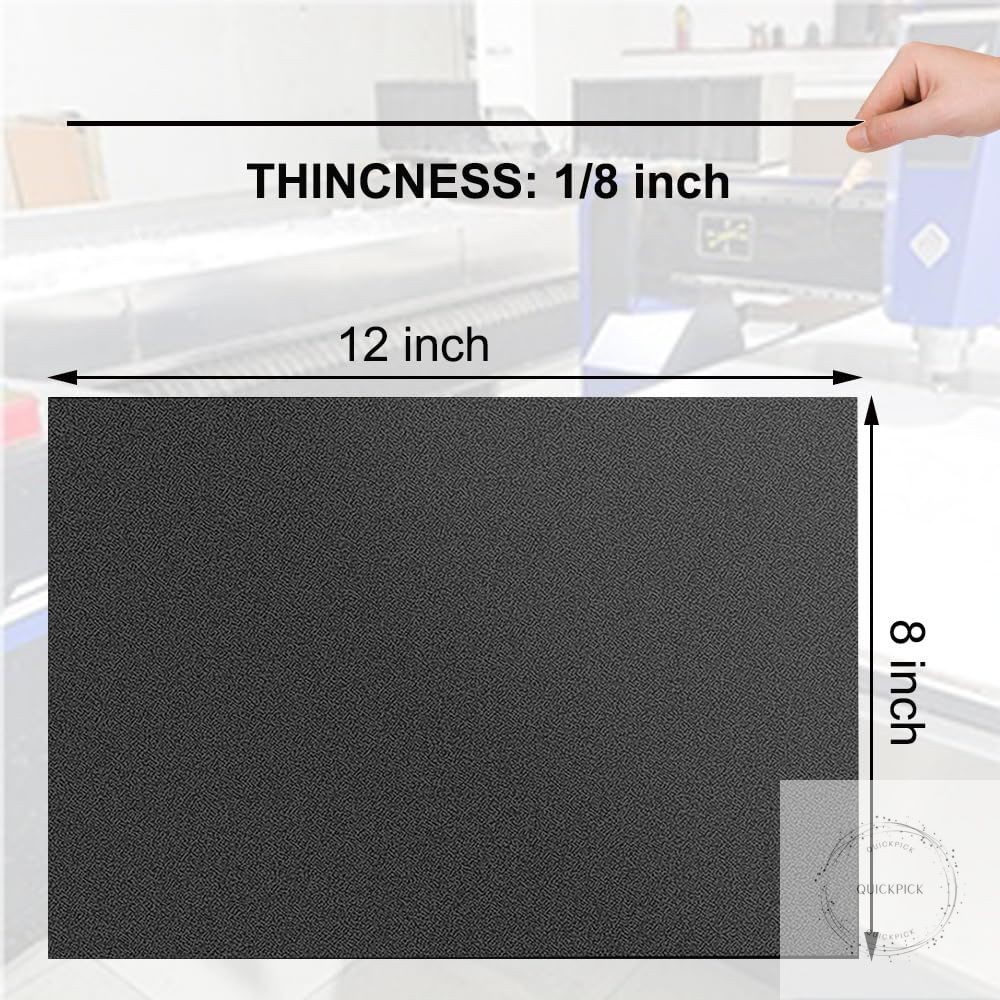 Pack of 2 ABS Plastic Sheet, Black Plastic Sheet 8″ x 12″ x 1/8″ Thick 3mm Rigid