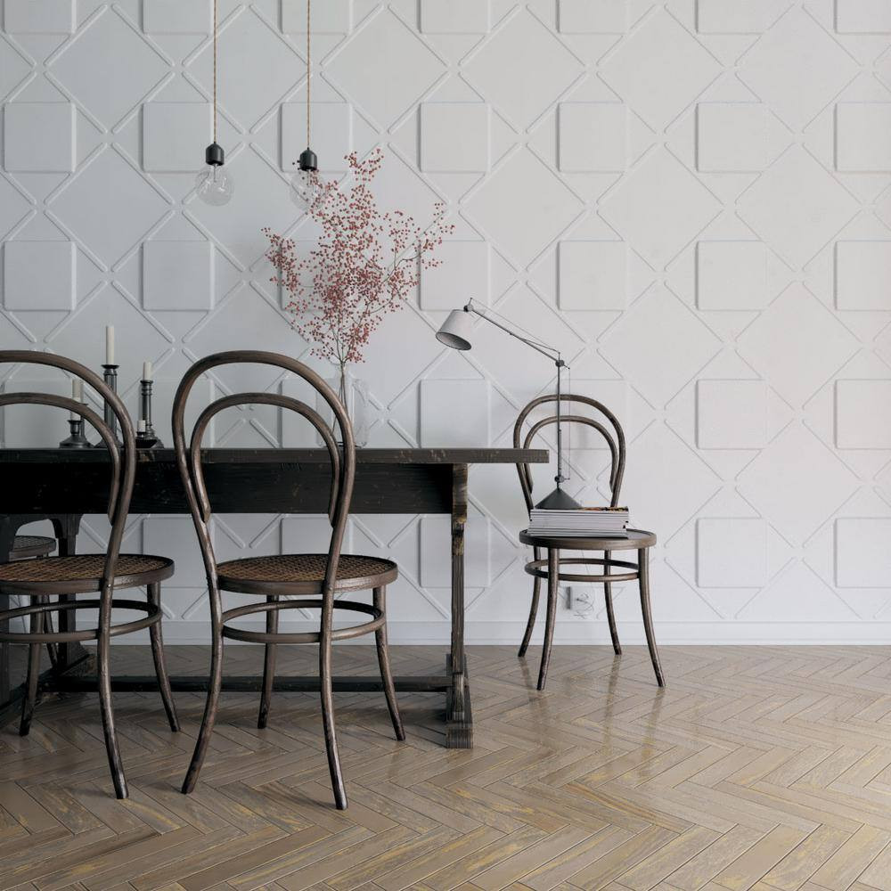 Aubrey White 5/8 In. X 1-3/5 Ft. X 1-3/5 Ft. White PVC Decorative Wall Paneling