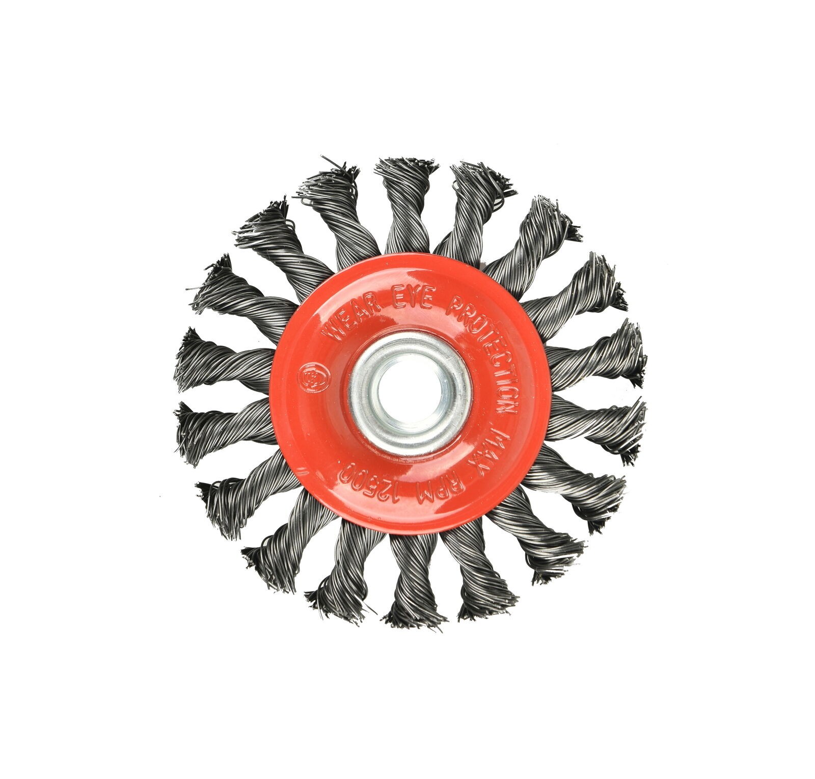 AAIN 4″ Twist Knotted Wire Cup Wheel Brush for Grinders, 5/8″-11 Threaded Arbor