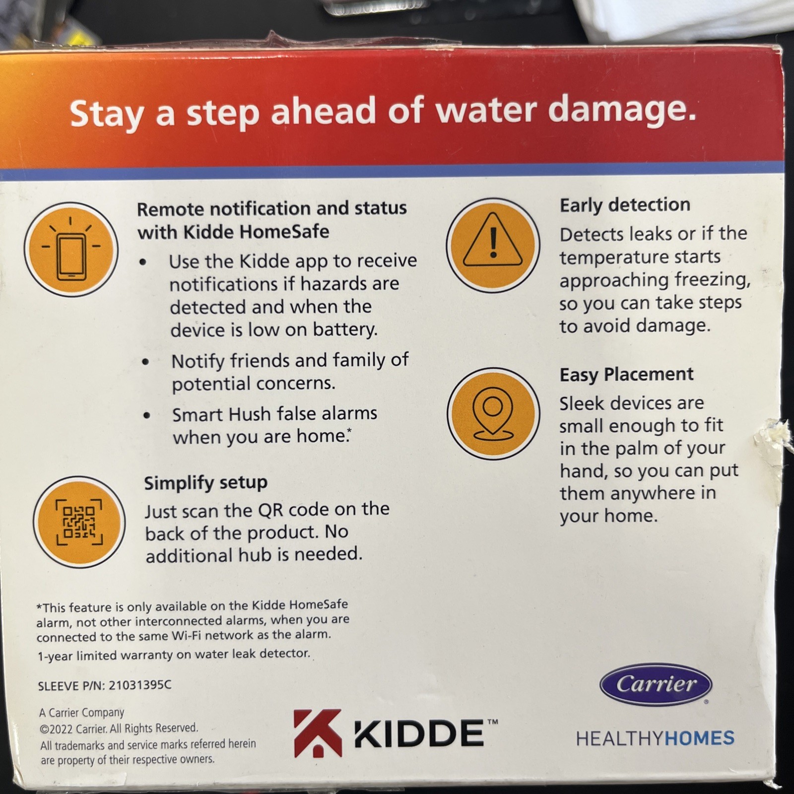 Kidde Smart Water Leak and Freeze Detector, Battery Operated Sealed Ships Fast