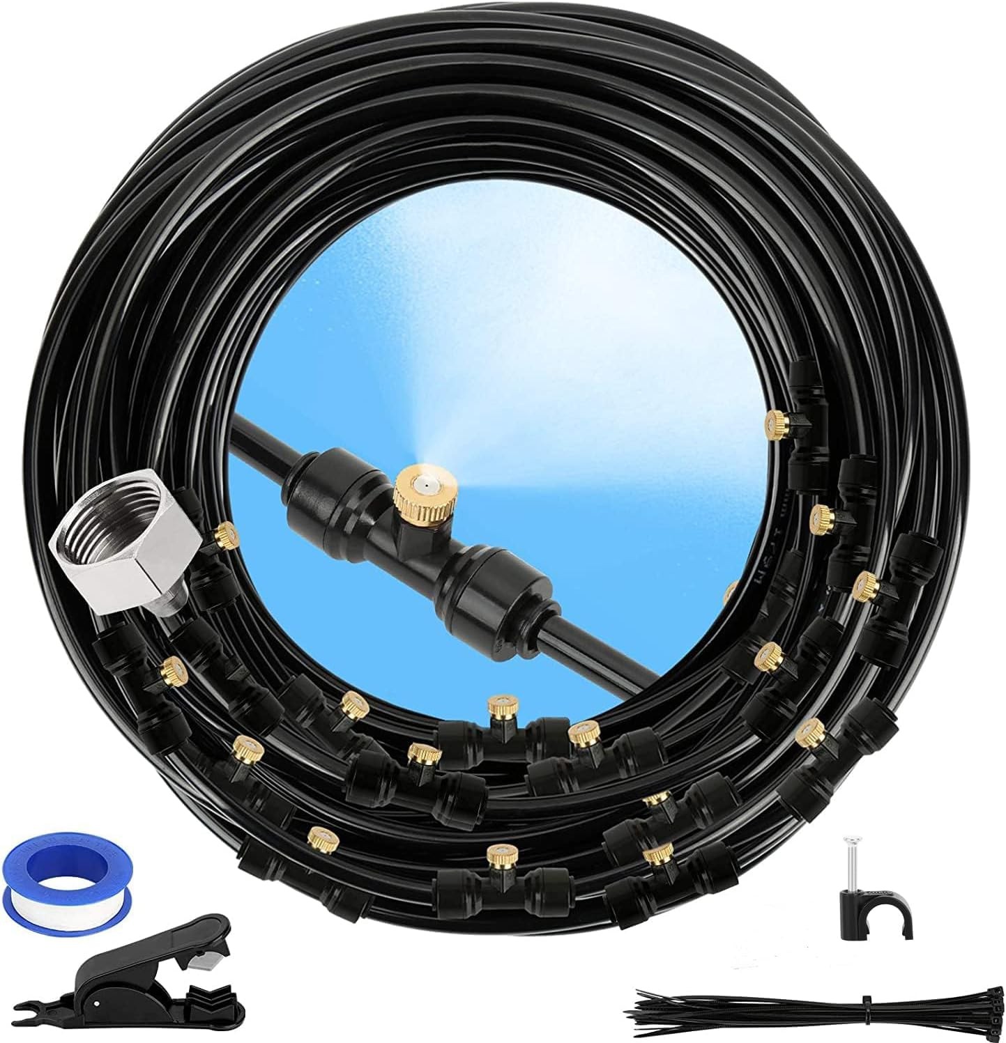 GMAULEE Misting Cooling System, DIY 33FT(10M) Misting Line +7 Brass Mist Nozz…