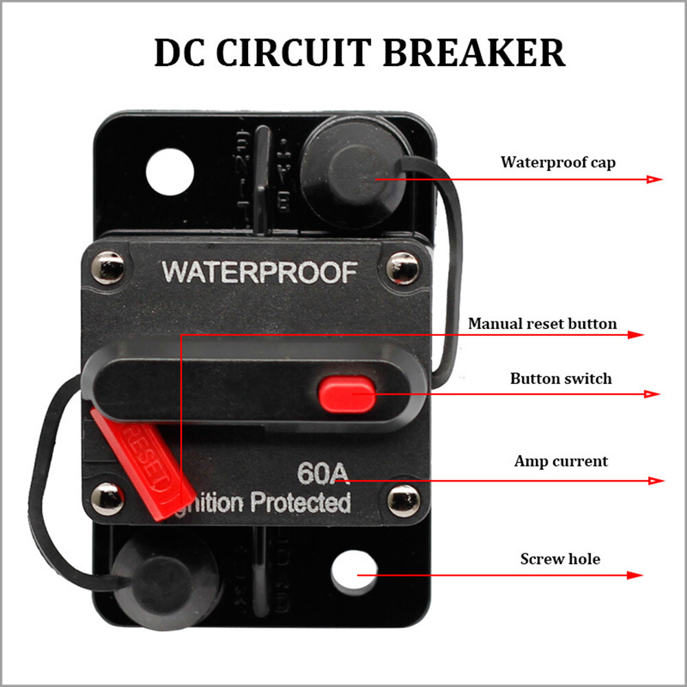 Waterproof Car Circuit Breaker Fuse Reset 30-300 Amp 12V-24V DC Car Boat Auto