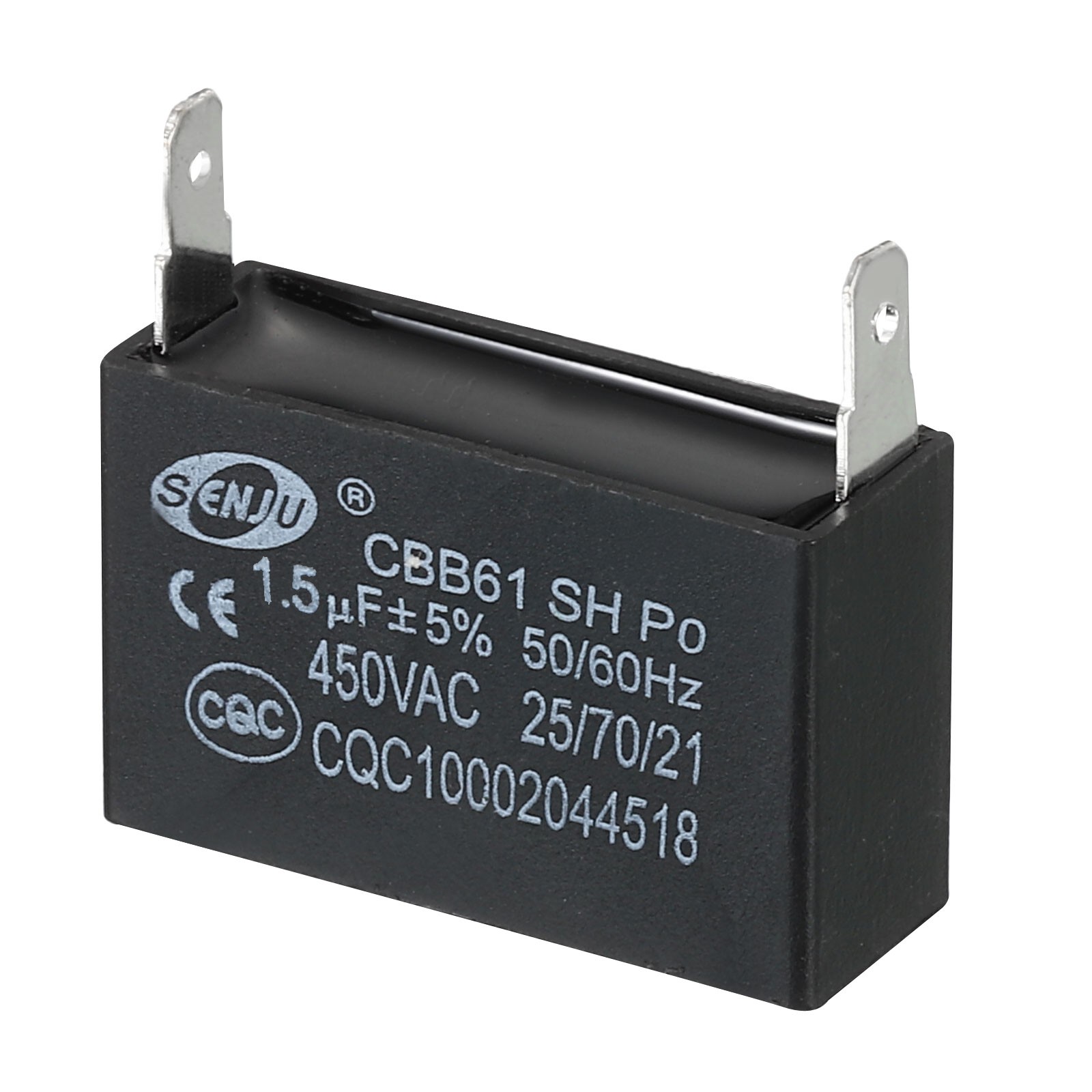 10Pcs CBB61 Ceiling Fan Capacitor 1.5uF 450V AC 50/60HZ with 2pins 35x23x22mm
