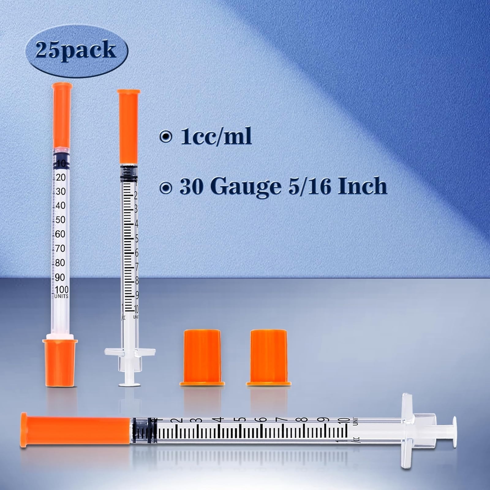1ml 30G Syringe U-100 Lab Supplies 25 Pack Sterile Individually Wrapped