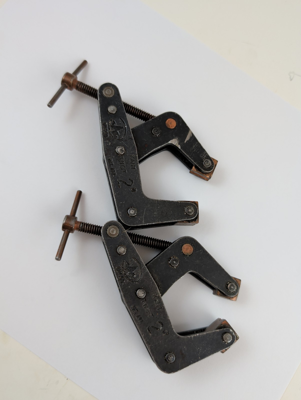 Set of 2 Kant Twist 405 2″ Cantilever C Clamps T-Handle Welding Machinist 67405
