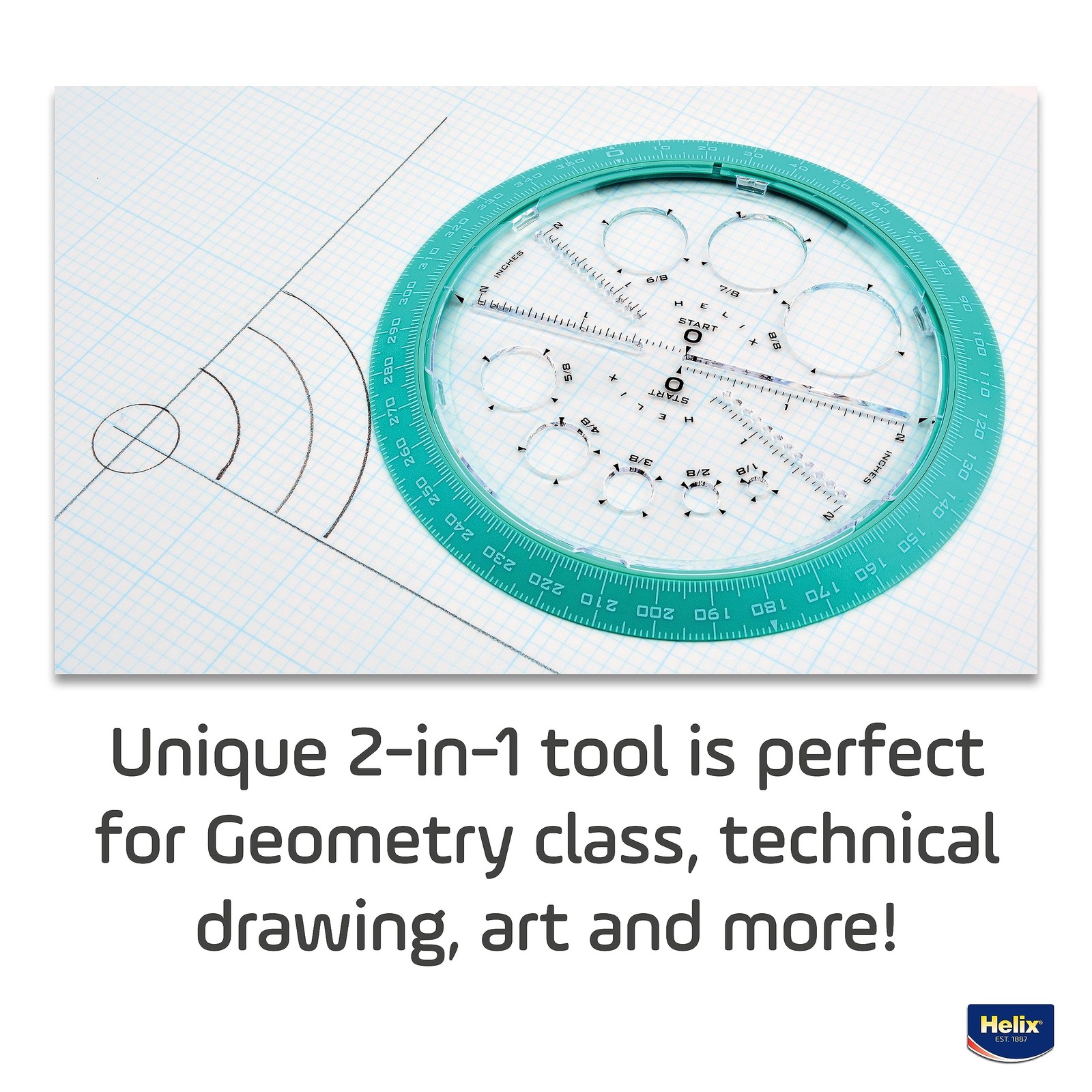 Helix – Angle and Circle Maker 6 Inch – Drawing 360 Degree, Assorted