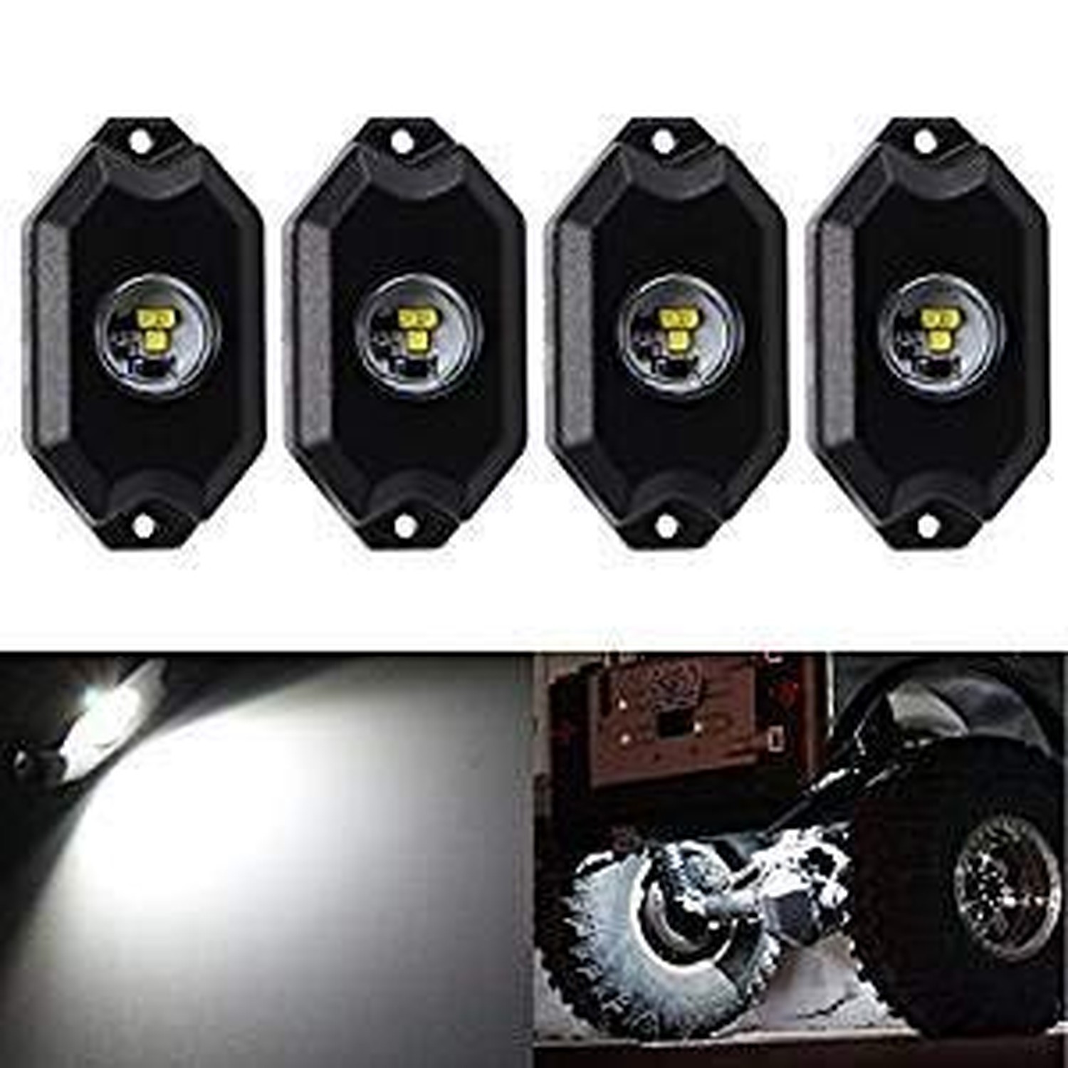 8 pc White Heavy Duty Rock Lights Undercarriage, Bed Light,Exterior Interior,…