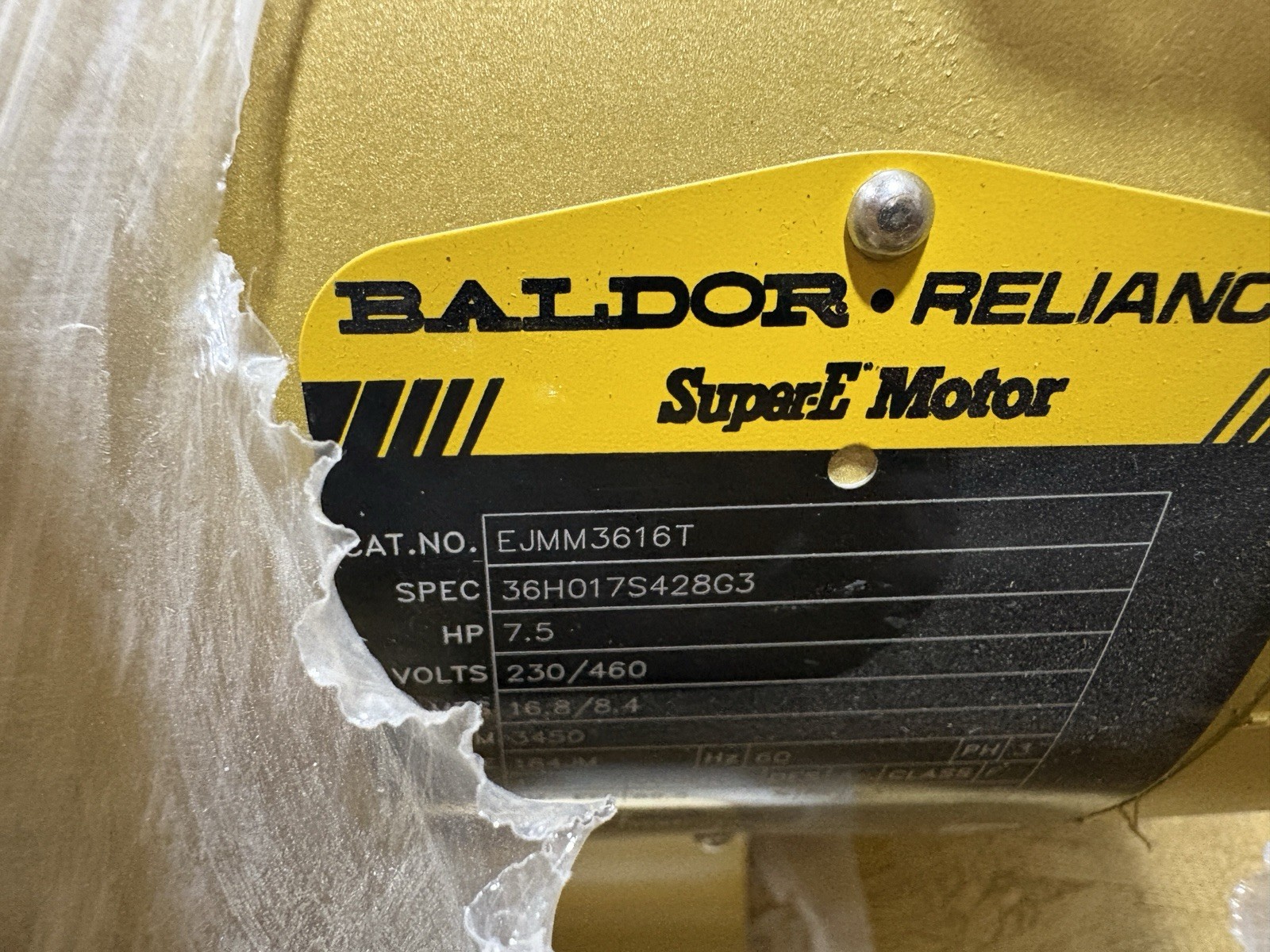 New Baldor EJMM3616T 7.5HP TEFC Electric Motor 230/460V 3450RPM 184JM Frame