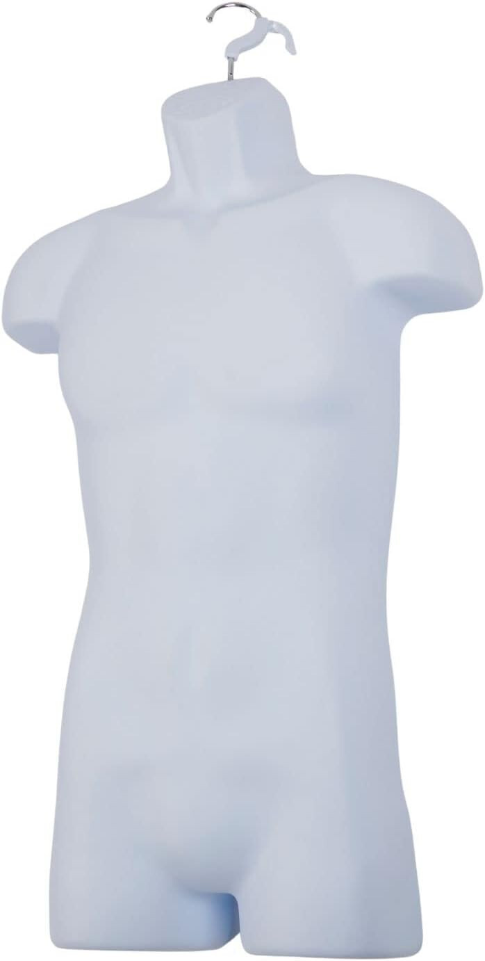 3 Clothing Display Torso Forms Fits S-L Hanging Male Mannequin White Hollow Back