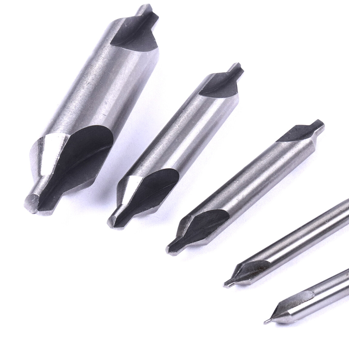 5-Piece HSS Center Drill Bits Set #1-#5, 60° Angle for Lathe & Metalworking