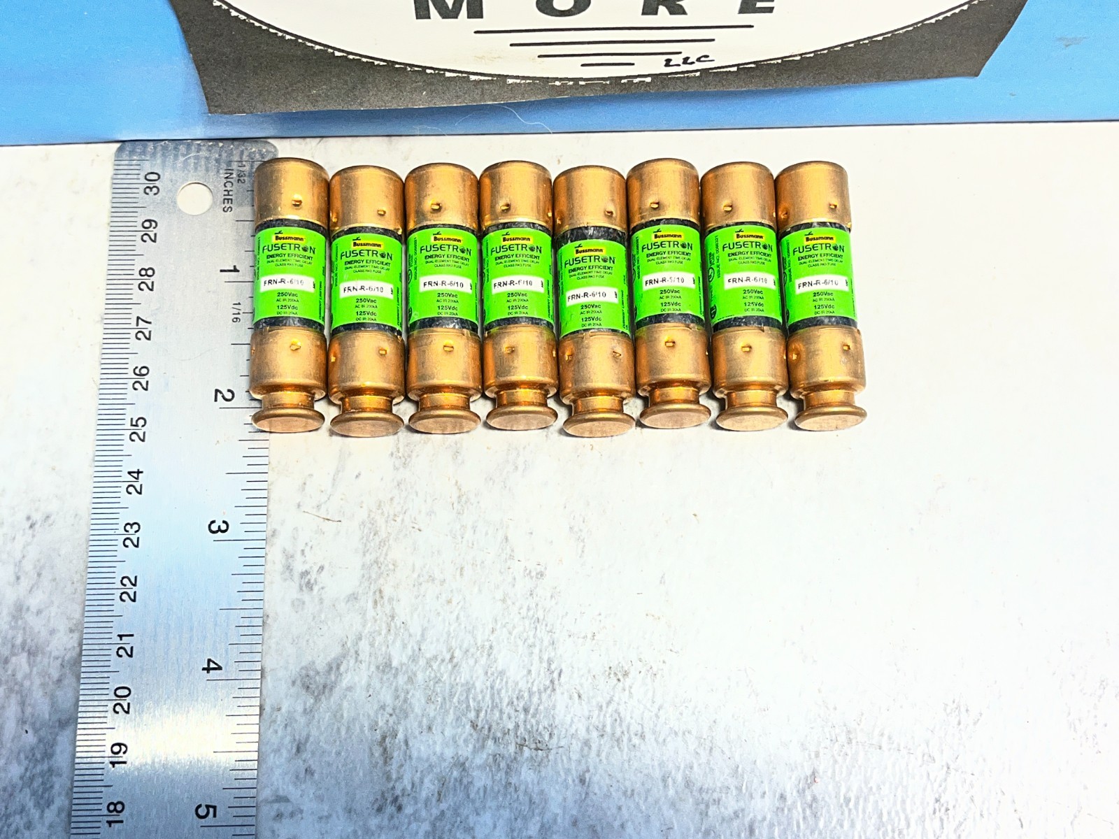 BUSSMANN FUSETRON FRN-R-6/10- 6/10AMP, 250V ENERGY EFFICIENT FUSES- LOT OF 8