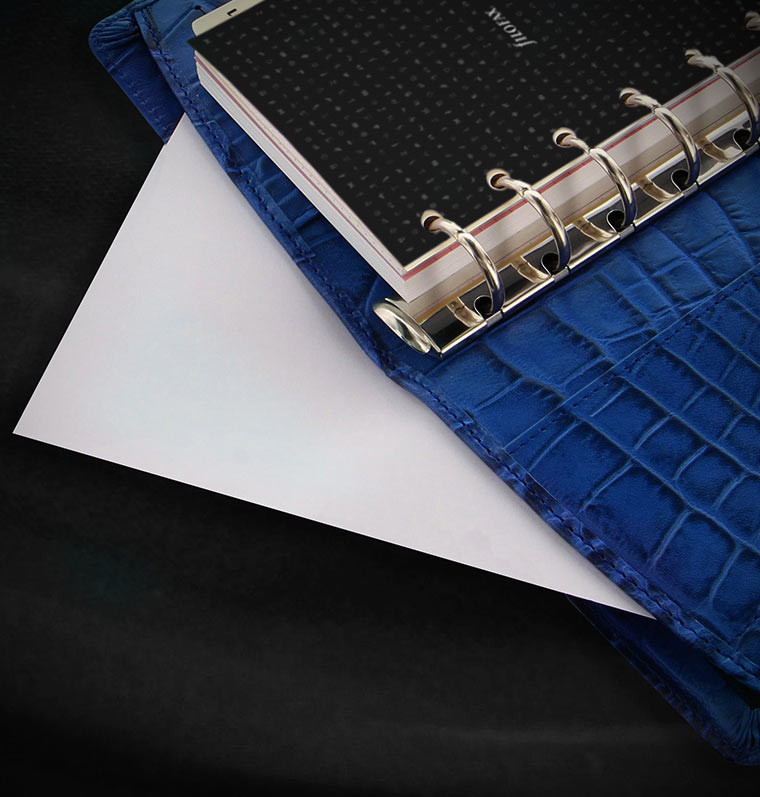NEW Filofax Personal Classic Croc Organiser Planner Diary Indigo Leather -026008