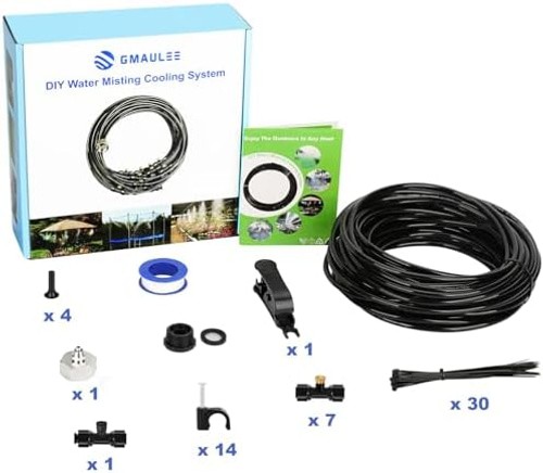 GMAULEE Misting Cooling System, DIY 33FT(10M) Misting Line +7 Brass Mist Nozz…