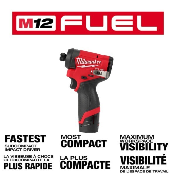 Milwaukee CANADA 12V Li-Ion Brushless Cordless 1/4 in Hex Impact Driver Kit