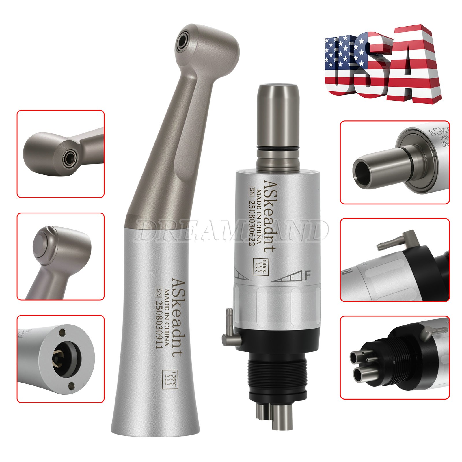 NSK Style Dental Slow Low Speed Handpiece Straight Contra Angle Air Motor 4Hole