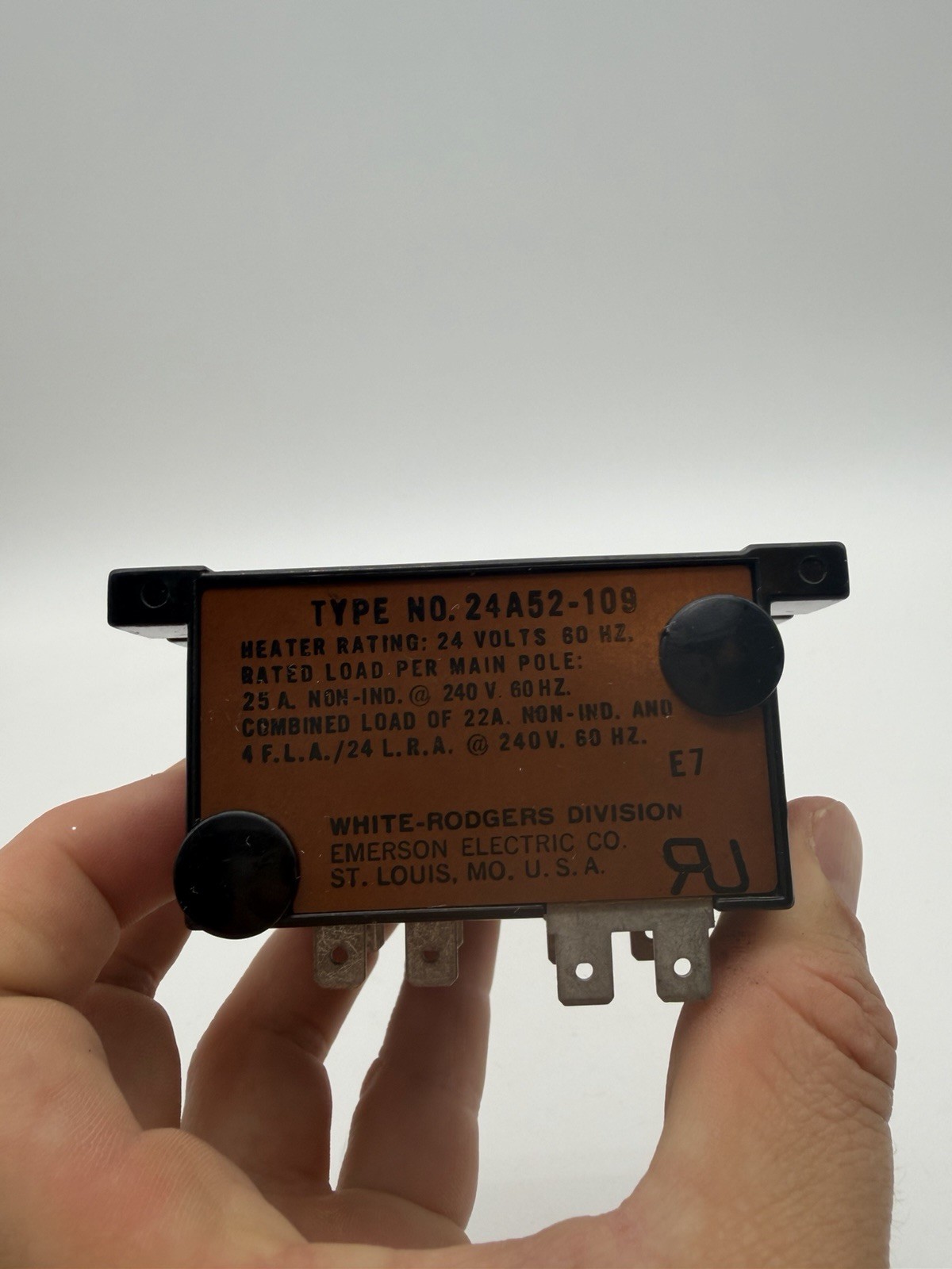 White-Rodgers 24A52-109 Time Delay Relay 24V AC 0.16A Metal Control Panel