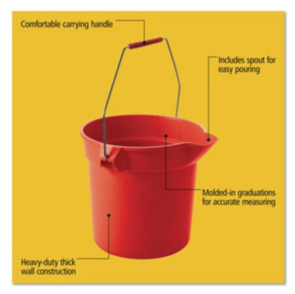Rubbermaid BRUTE 10 Qt Red Round Utility Pail Heavy Duty Plastic Bucket 10.5″
