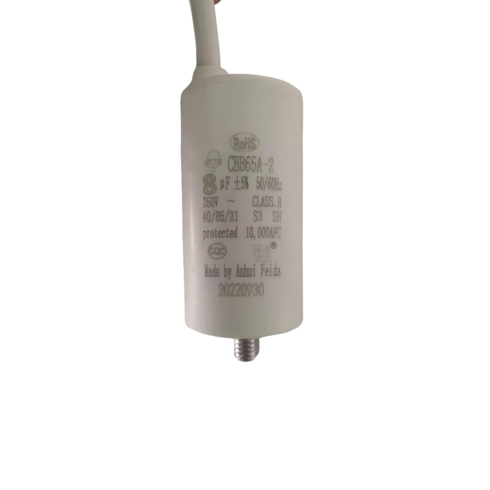 CBB65 8Uf 250VAC 50/60Hz Compressor Run & Start Capacitor 40/85/21 with Rohs UL