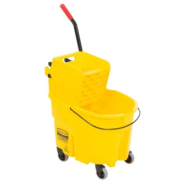 Rubbermaid WaveBrake 35 Qt. Yellow Mop Bucket with Side Press Wringer