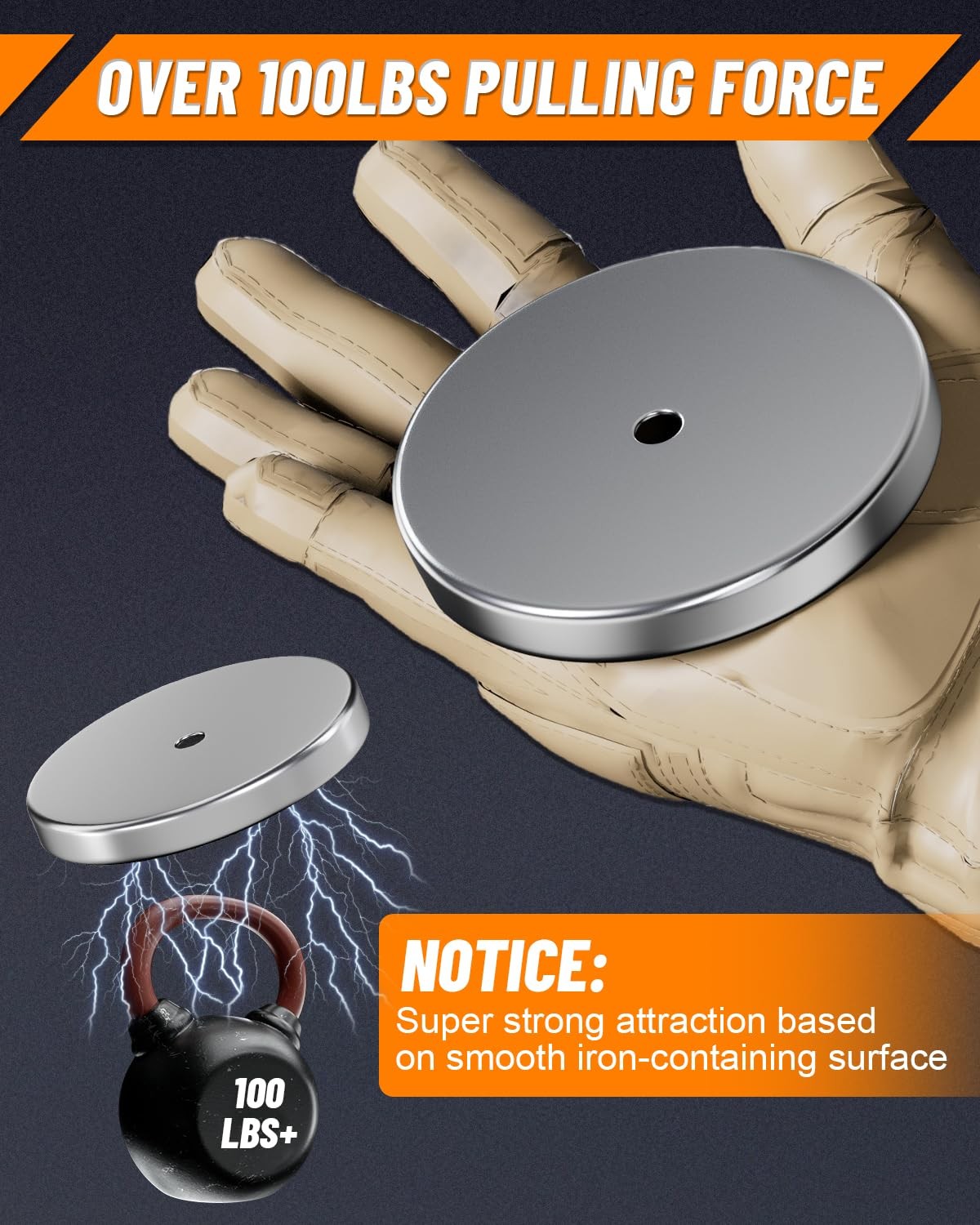 Round Base Magnet 2 Pack 3.2″ 100LBS+ Heavy Duty with Bolt