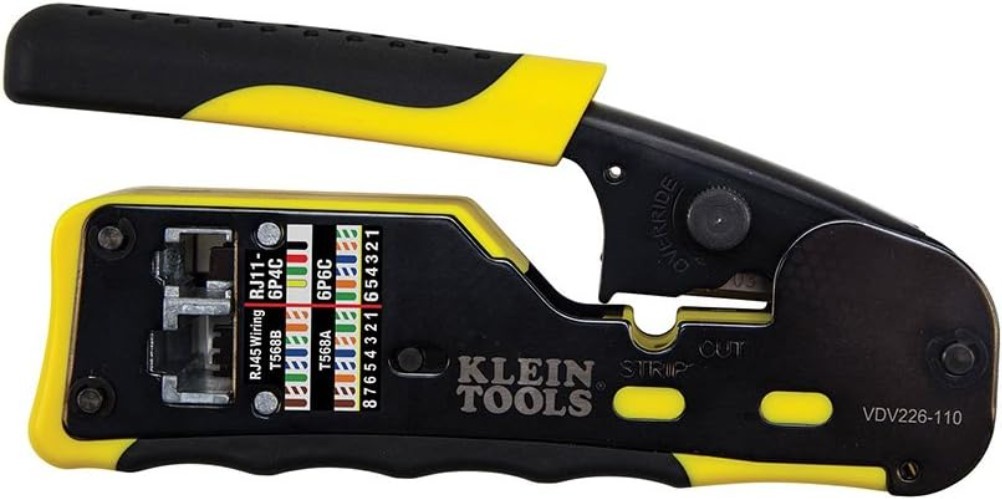Data Cable Crimper Wire Stripper Cutter for RJ11 RJ12 RJ45 Pass-Thru Connectors