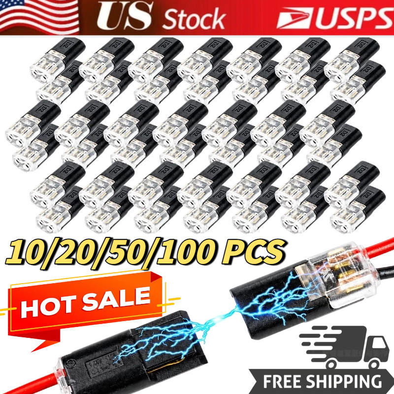10~100pcs Double-Wire Plug-in Connector,Cable Clamp with Locking Buckle,AWG18-22