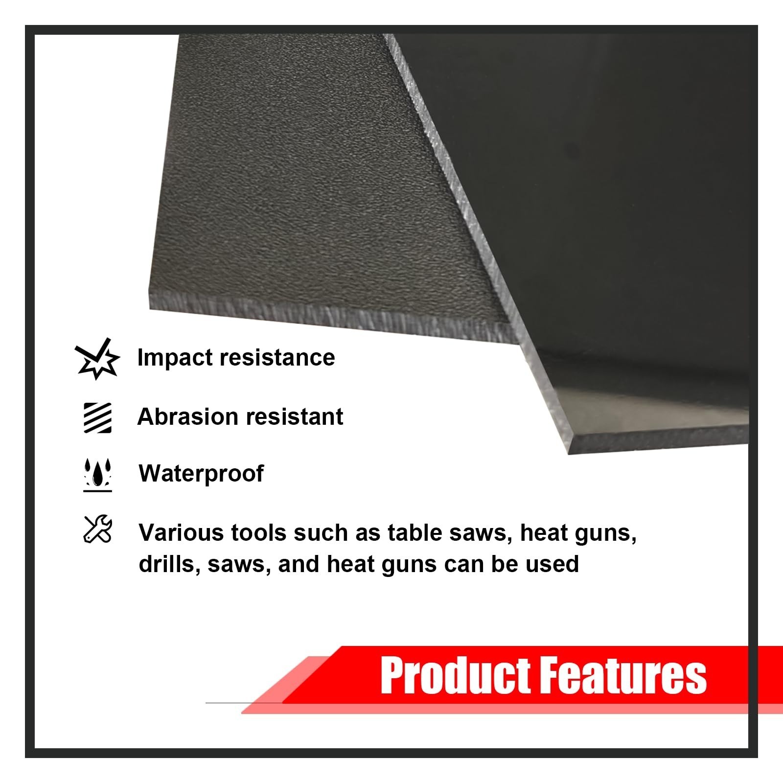 ABS Plastic Sheet 1/8 Inch Thick, 2 Pack 8″ x 12″ x 3mm Black Moldable Thermopla