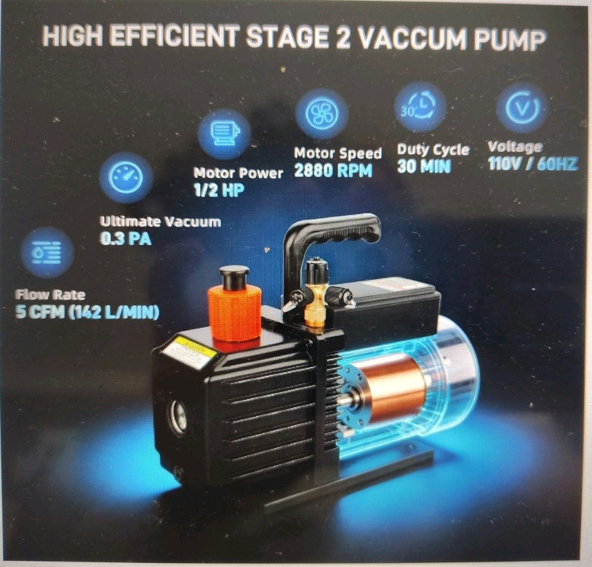Seicetec Vp245 2 Stage HVAC Vacuum Pump