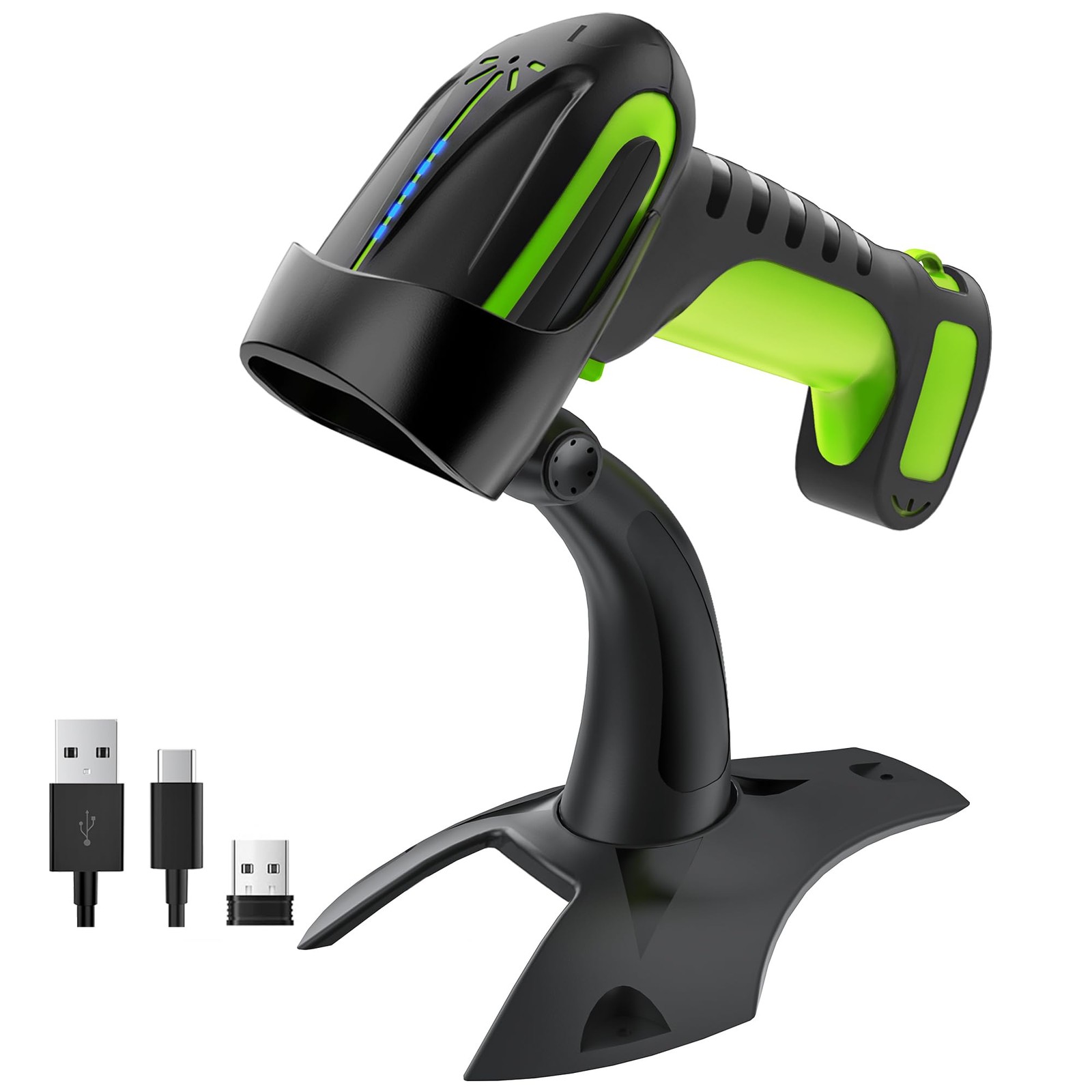 Tera 8100Pro Wireless 2D QR Barcode Scanner with Stand Green – 2500mAh