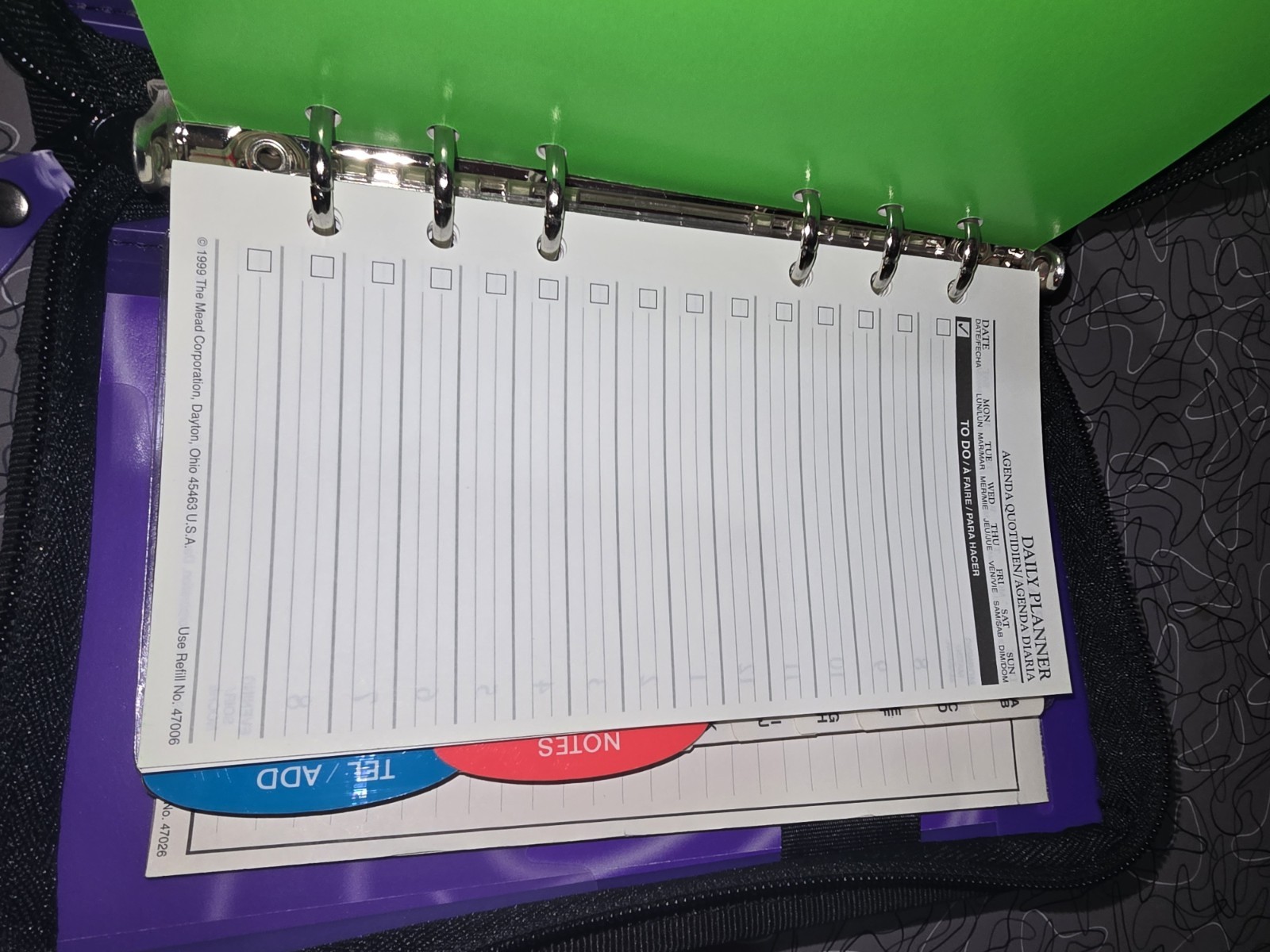 Vtg. Y2K NEW Mead Brights Daily Planner Address Telephone Note 6 Ring Binder