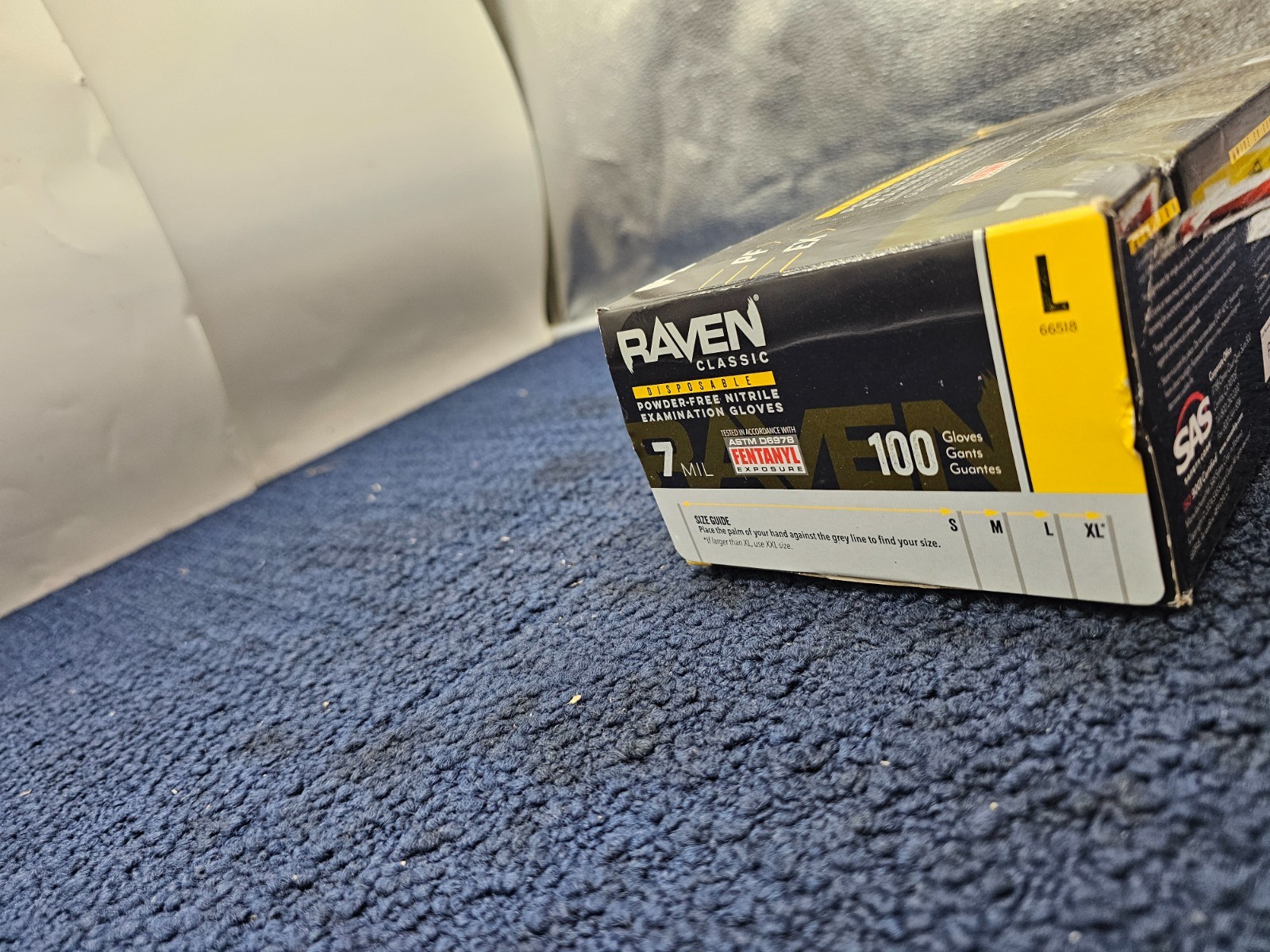(QTY 100) SAS Raven 66518 Black Nitrile Gloves Powder Free 7mil Version Large