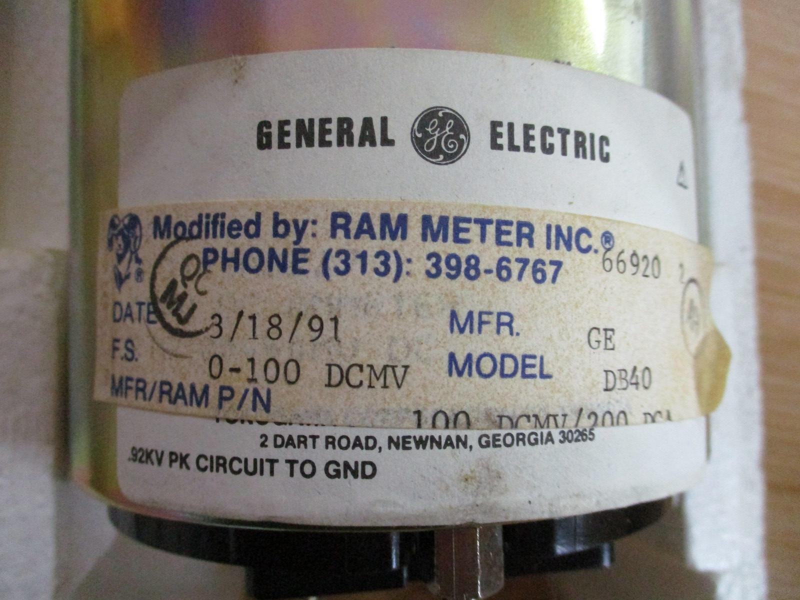 General Electric 103121ABZZ GE D.C. Ammeter DB40 0-200 DC AMPS