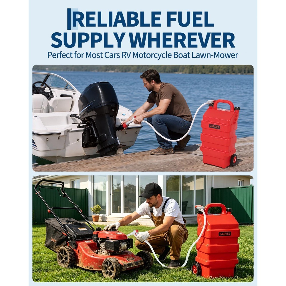 16 Gallon 60L Portable Fuel Caddy Tank w/12V/4AA Battery Powered Transfer Pump