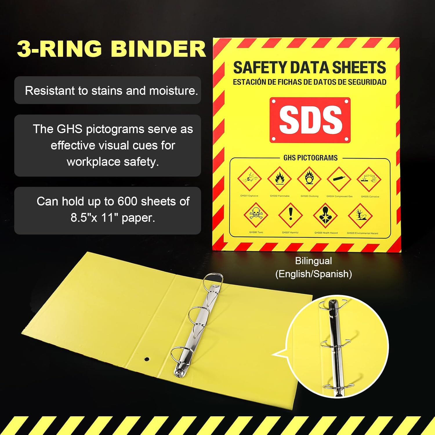 MSDS SDS Binder and Wall Station,Yellow Heavy Duty 3 Inch Material Safety Data S