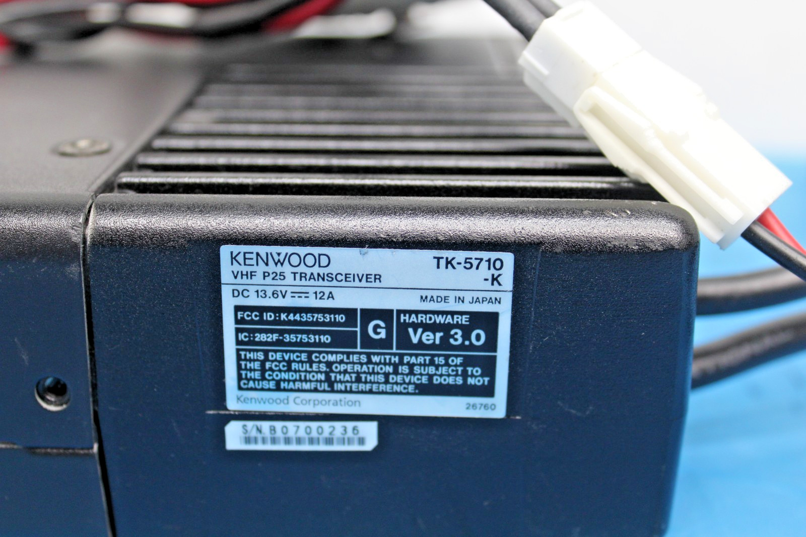 Kenwood TK-5710-K V3.0 VHF P25 Digital Trunking Mobile Radio w/Mic+ PWR Cable T9