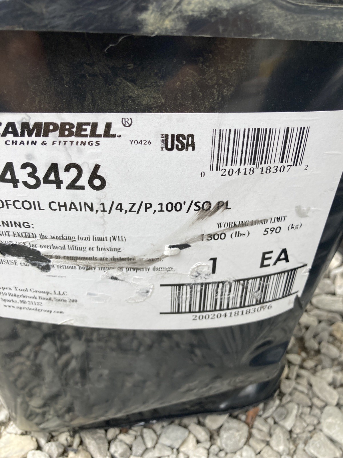 Campbell Chain & Fittings T0143426 1/4″ Grade 30 Proof Coil Chain, Zinc Plated,