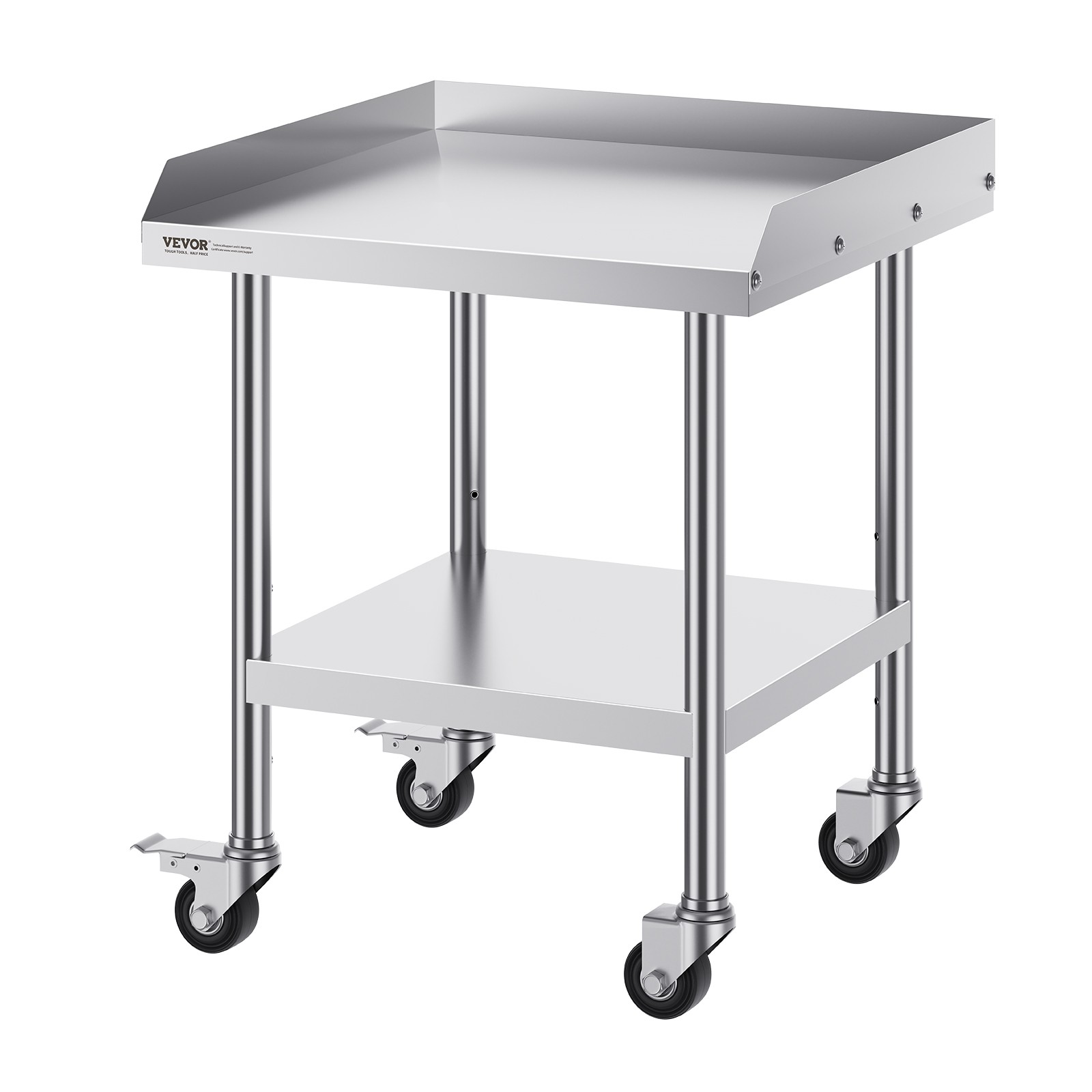 VEVOR Stainless Steel Work Table 24″x24″ Commercial Food Prep Table W/ 4 Casters