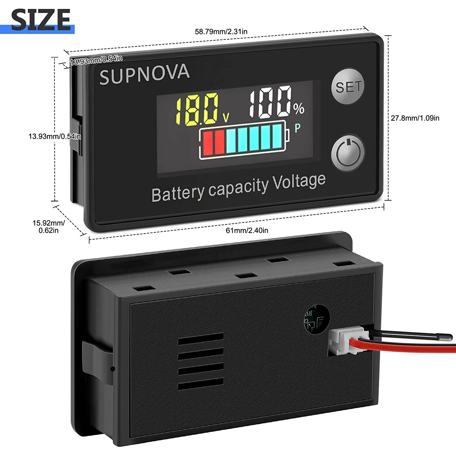 2x12v 24v 36v 48v 60v 72v Battery Monitor,Car Golf cart Battery Indicator Meter