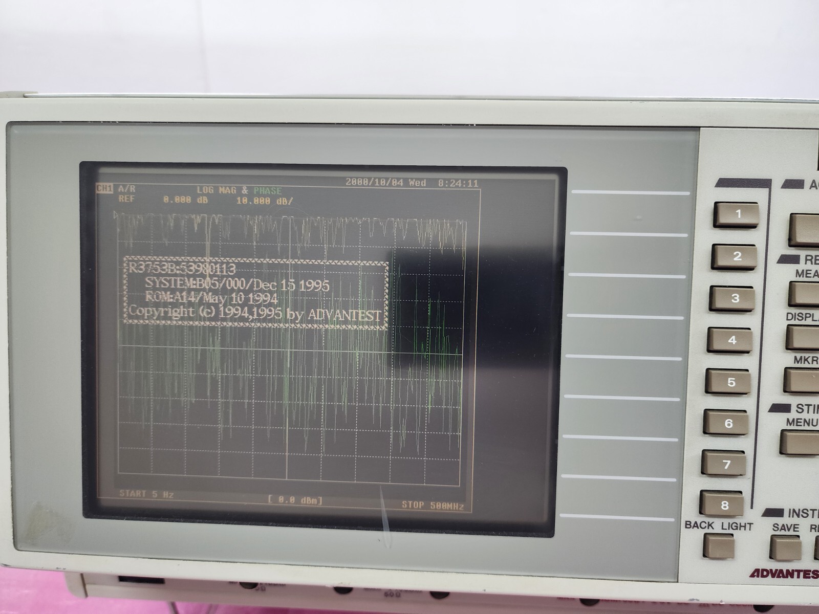 ADVANTEST R3753B Network Analyzer, 5 Hz to 500 MHz