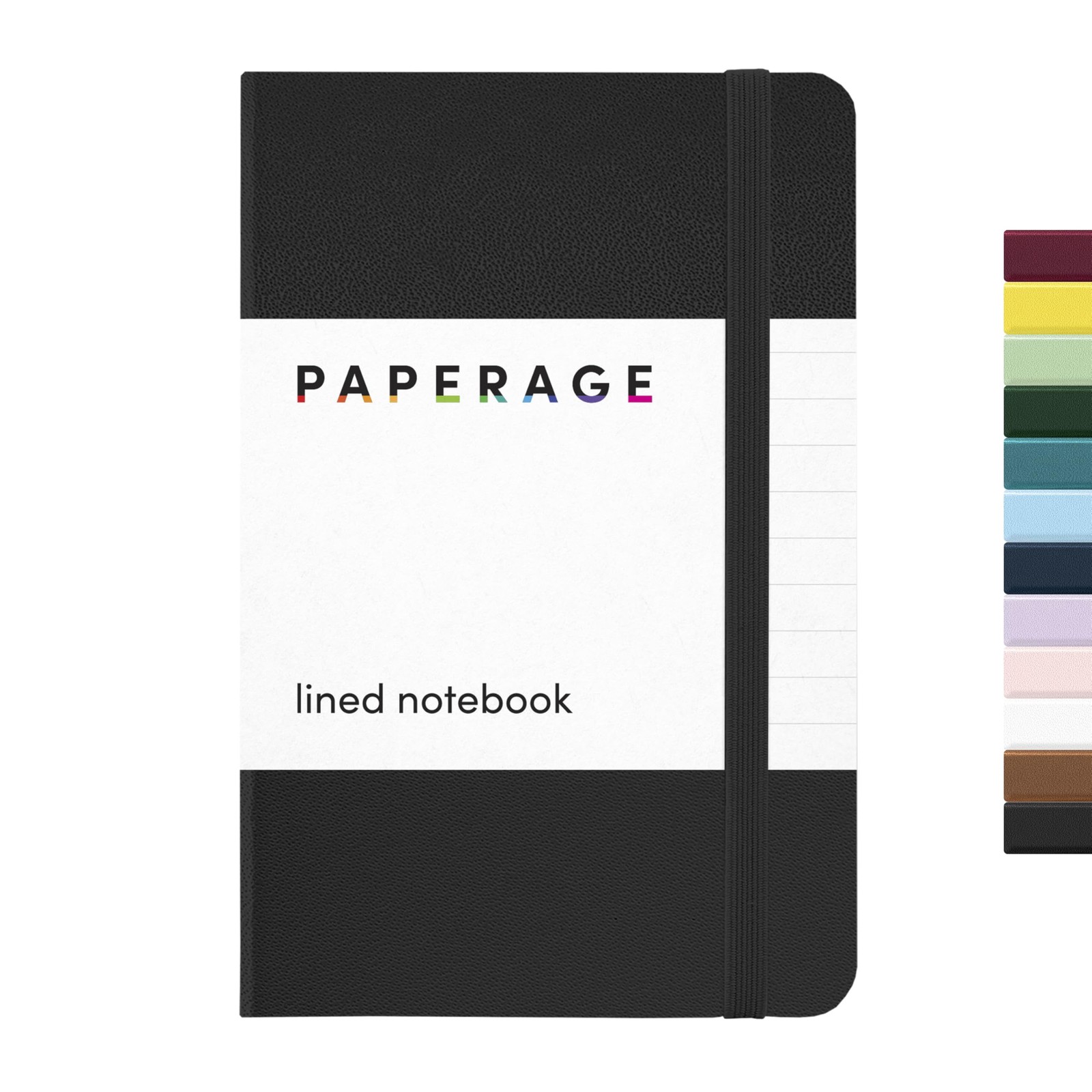 PAPERAGE Lined Pocket Journal Notebook, 1 Pack, (Black), 160 Single, Black