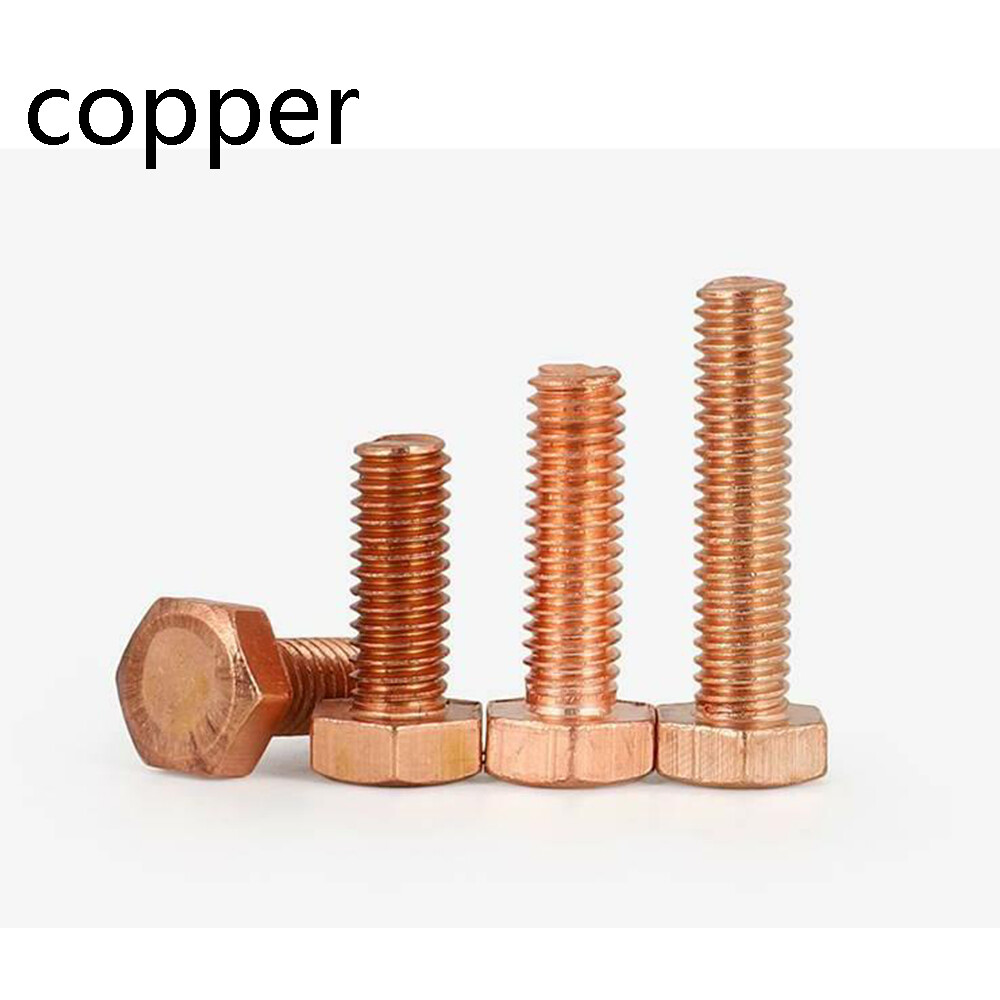 99.9% Pure Copper Allen Screws Hex Head Bolts DIN933 M3 M4 M5 M6 M8 M10 M12 M16